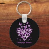 Hart Paarse Lint Fibromyalgie Bewustzijn Warrior Sleutelhanger (Voorkant)