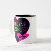 Hart Papa's Meisje T Shirten en geschenken Tweekleurige Koffiemok (Voorkant links)