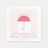 Hart & paraplu | Meisje Baby shower papier servet (Voorkant)