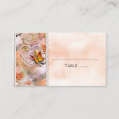 Hart Parels Sinaasappel Rozen Bloemen Vlinders Plaatskaartje (Voorkant)