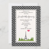 Hart Parijs met Eiffel Tower Birthday Party Kaart (Voorkant)