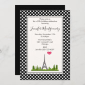 Hart Parijs met Eiffel Tower Birthday Party Kaart (Voorkant / Achterkant)