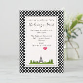 Hart Parijs met Eiffeltoren Diner Party Kaart (Staand voorkant)