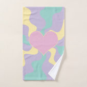 Hart - Pastel Roze, Geel, Paars en groen Bad Handdoek (Handdoek)