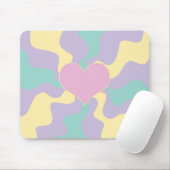 Hart - Pastel Roze, Geel, Paars en groen Muismat (Met muis)