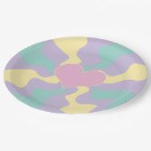 Hart - Pastel Roze, Geel, Paars en groen Papieren Bordje (Gekanteld)