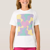Hart - Pastel Roze, Geel, Paars en groen T-shirt (Voorkant)