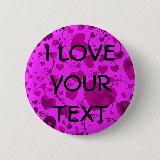 HART Patroon ART 6 + jouw tekst | Roze Ronde Button 5,7 Cm (Voorkant)