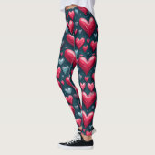 💙 Hart Patroon Speelse Huisstijl Liefde Leggings (Links)