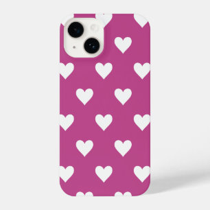 Hart Patroonmagenta Hot Pink White Modern iPhone 14 Hoesje