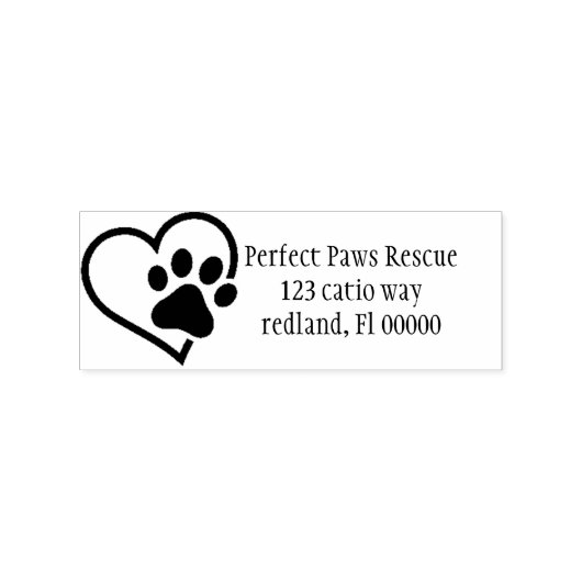hart Paw Adreslabel 2 Rubberstempel (Gestempeld)