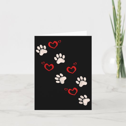 Hart Paw Print Valentijnsdag Hondenliefhebber Pupp Kaart (Voorkant)