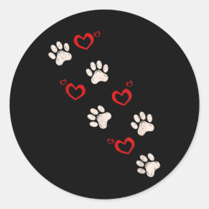 Hart Paw Print Valentijnsdag Hondenliefhebber Pupp Ronde Sticker