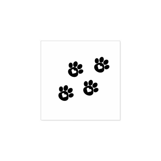 Hart Paw Prints Trailing Rechts Rubber Stamp Rubberstempel (Afrduk)