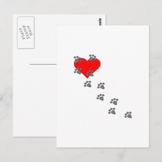 Hart (Pawprinters) Briefkaart (Voorkant / Achterkant)
