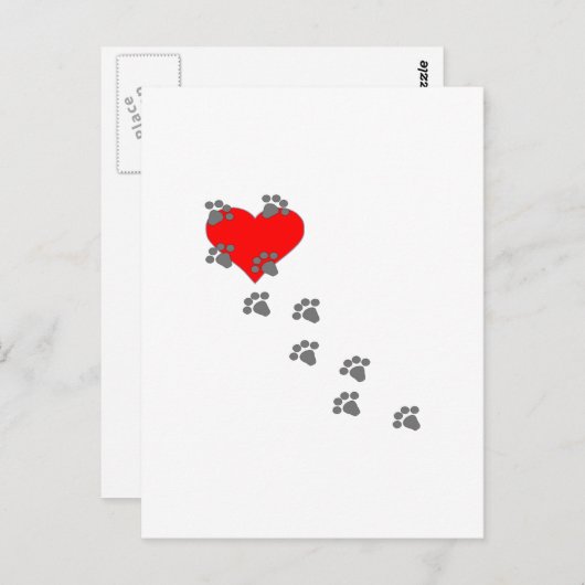 Hart (Pawprinters) Briefkaart (Voorkant / Achterkant)