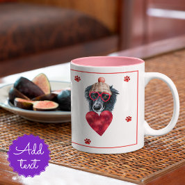 Hart Paws Border Collie Valentijnsdag Gift Dog Tweekleurige Koffiemok