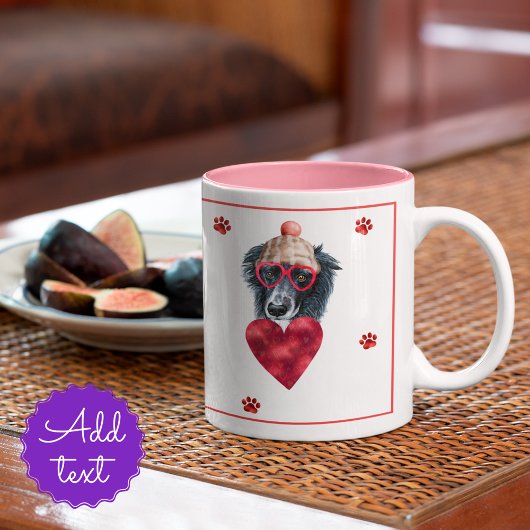 Hart Paws Border Collie Valentijnsdag Gift Dog Tweekleurige Koffiemok