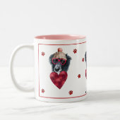 Hart Paws Border Collie Valentijnsdag Gift Dog Tweekleurige Koffiemok (Links)