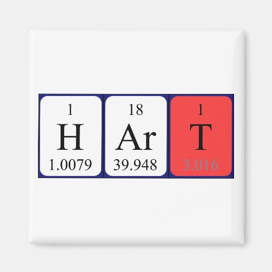 Hart periodieke lijstnaam magnet (Voorkant)
