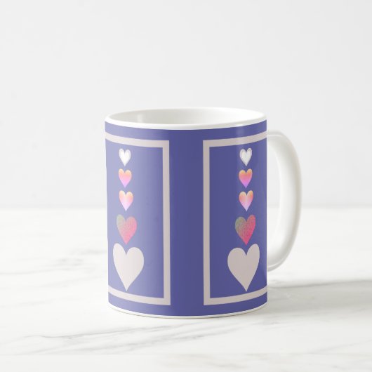  hart Periwinkle Cute Simple Moderne Koffiemok (Voorkant rechts)