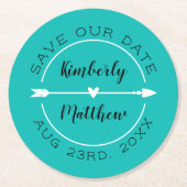 Hart & Pijl Turquoise Bewaar de Datum Ronde Kartonnen Onderzetter (Voorkant)