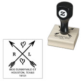Hart & pijlen Monogram Ronde retour adres stempel (Gestempeld)
