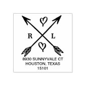 Hart & pijlen Monogram Ronde retour adres stempel (Afrduk)