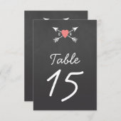 Hart + Pijlen Tafel Nummers Kaart (Voorkant / Achterkant)