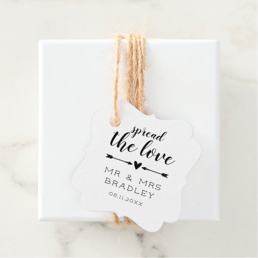 Hart Pijlen Verspreid de Liefde Bruiloft Bedankjes Labels (In situ)