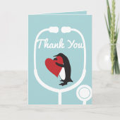 Hart Pinguïn Dokter en Verpleegkundige Dank U Kaar Bedankkaart (Voorkant)