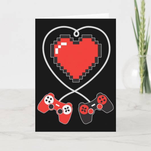 Hart Pixel Art Videogame Controller Valentijnsdag Kaart (Voorkant)