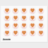 Hart Pizza Ronde Sticker | Rood Geruite Huwelijk (Vel)