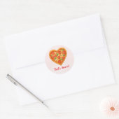 Hart Pizza Ronde Sticker | Rood Geruite Huwelijk (Envelop)
