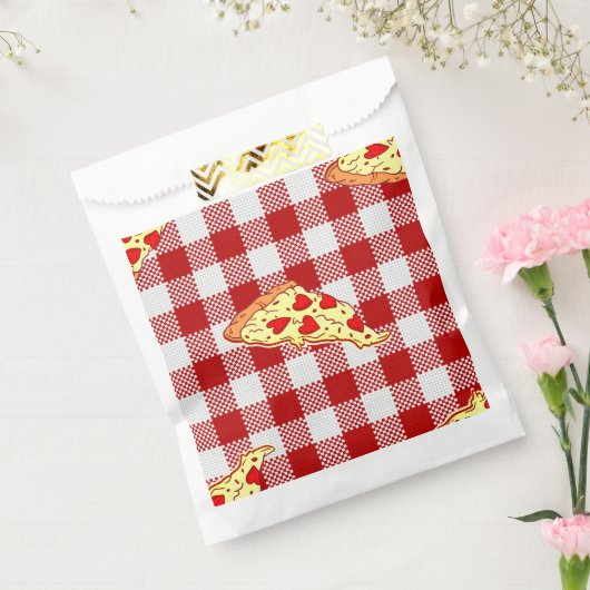 Hart Pizza valentijn Red Gingham Bedankzakje (Gezegeld)
