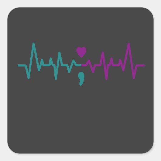 Hart Pols Zelfmoordpreventie Bewustzijn Mentale Vierkante Sticker (Voorkant)