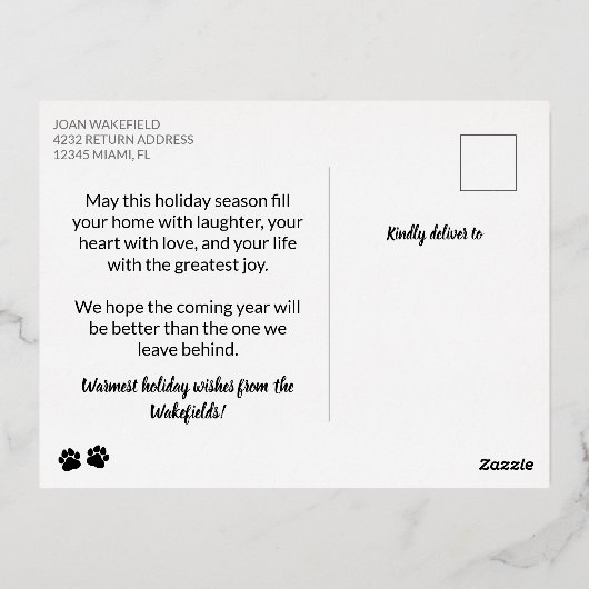 Hart Poot Liefde & Vreugde Huisdier Foto Prettig K Folie Feestdagen Briefkaart (Achterkant)