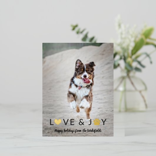 Hart Poot Liefde & Vreugde Huisdier Foto Prettig K Folie Feestdagen Briefkaart (Staand Voorkant)