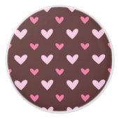 Hart Pop Keramische Knop – Roze op Chocolade (Voorkant)
