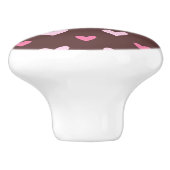 Hart Pop Keramische Knop – Roze op Chocolade (Zijkant)