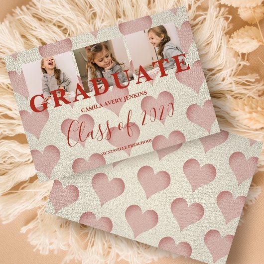 Hart pre-K Afstuderen drie Textieltextuur van Foto