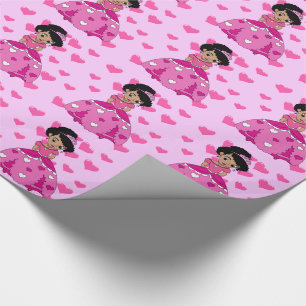 Hart prinses met zwart natuurlijk haar cadeaupapier