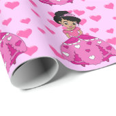 Hart prinses met zwart natuurlijk haar cadeaupapier (Rol Hoek)