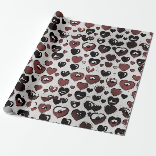 Hart print inpakpapier. cadeaupapier (Uitgerold)