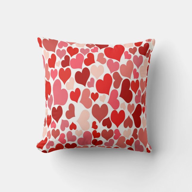 Hart Print Red en roze Sierkussen (Voorkant)