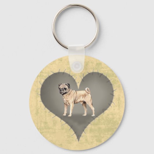 Hart Pug Sleutelhanger (Voorkant)