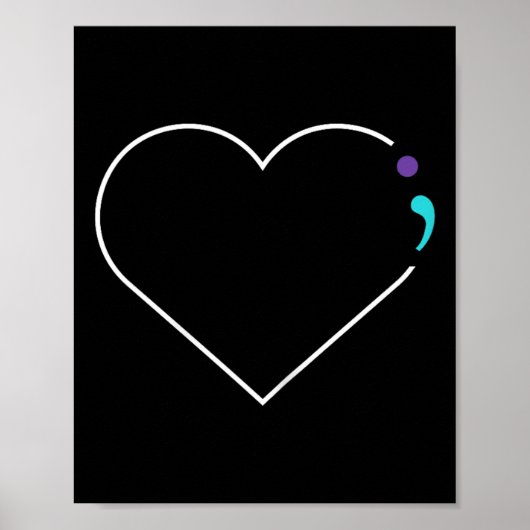 Hart Puntkomma Mental Health Awareness Poster (Voorkant)