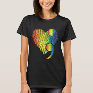 Hart Puntkomma Mentale Gezondheid Zelfmoordbewustz T-shirt