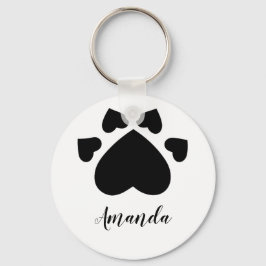 Hart Puppypoten Afdruk Monogram Sleutelhanger