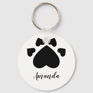 Hart Puppypoten Afdruk Monogram Sleutelhanger